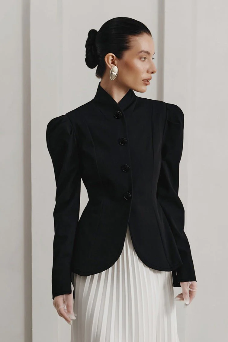 Aira Stand Collar Flared Blazer