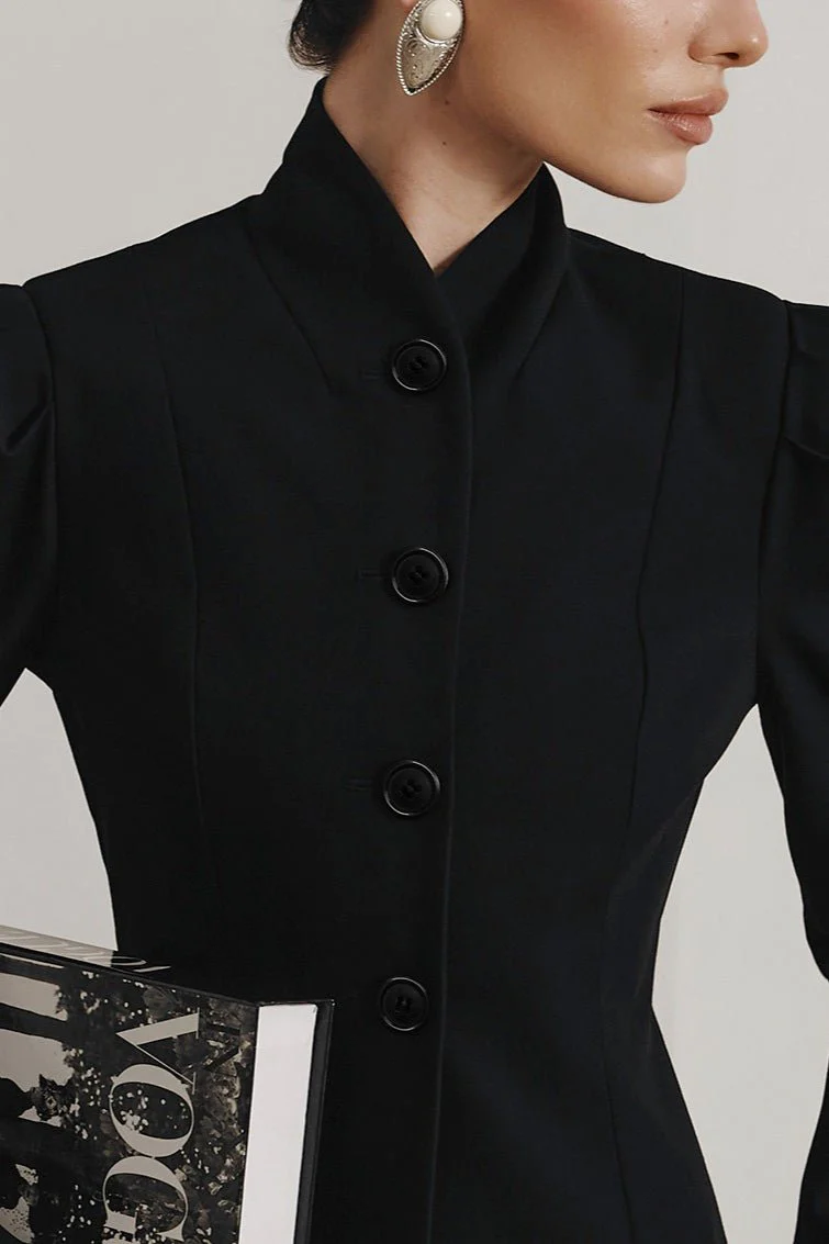 Aira Stand Collar Flared Blazer - Image 5