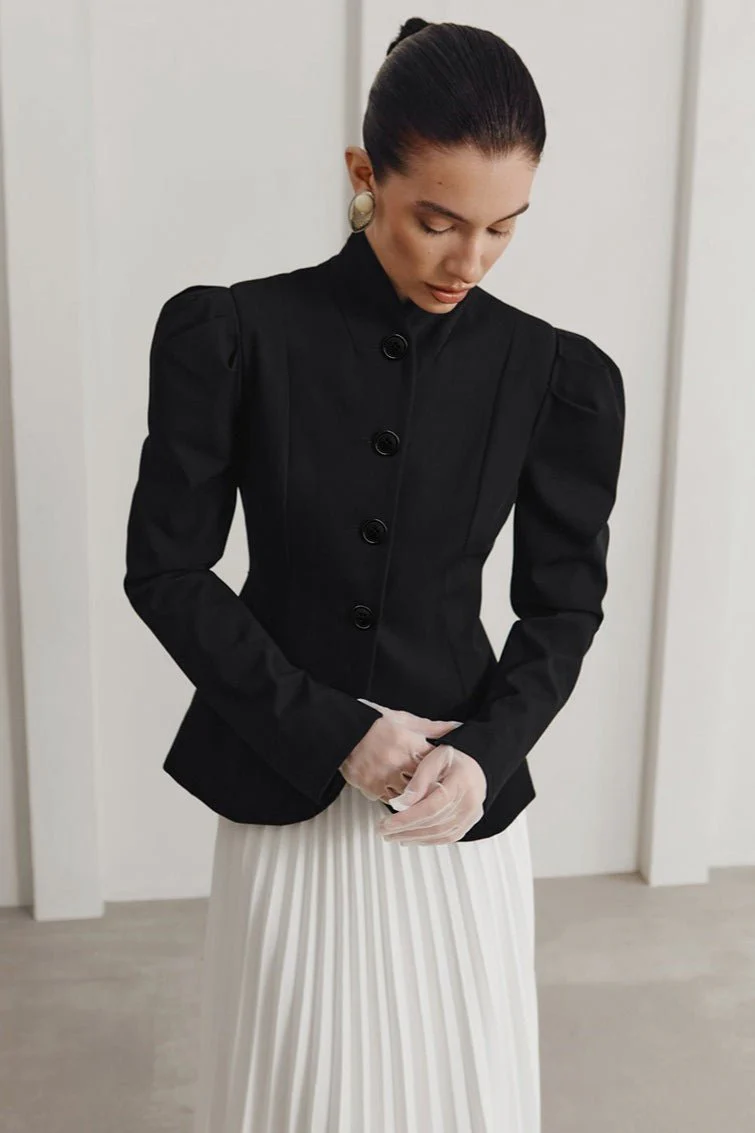 Aira Stand Collar Flared Blazer - Image 6