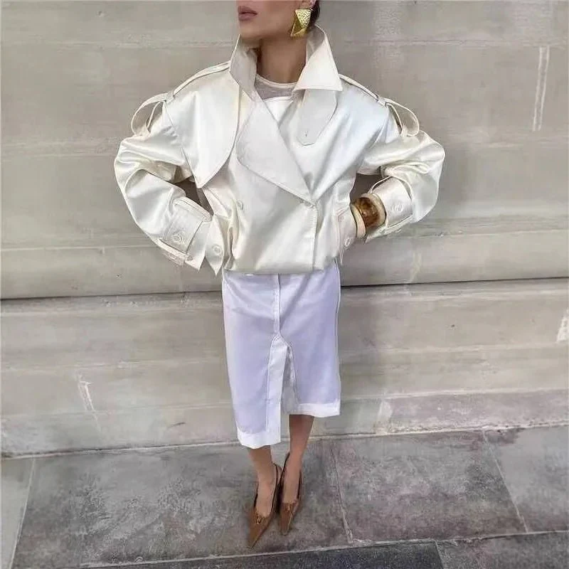 Anais Retro Double-Button Windbreaker Jacket