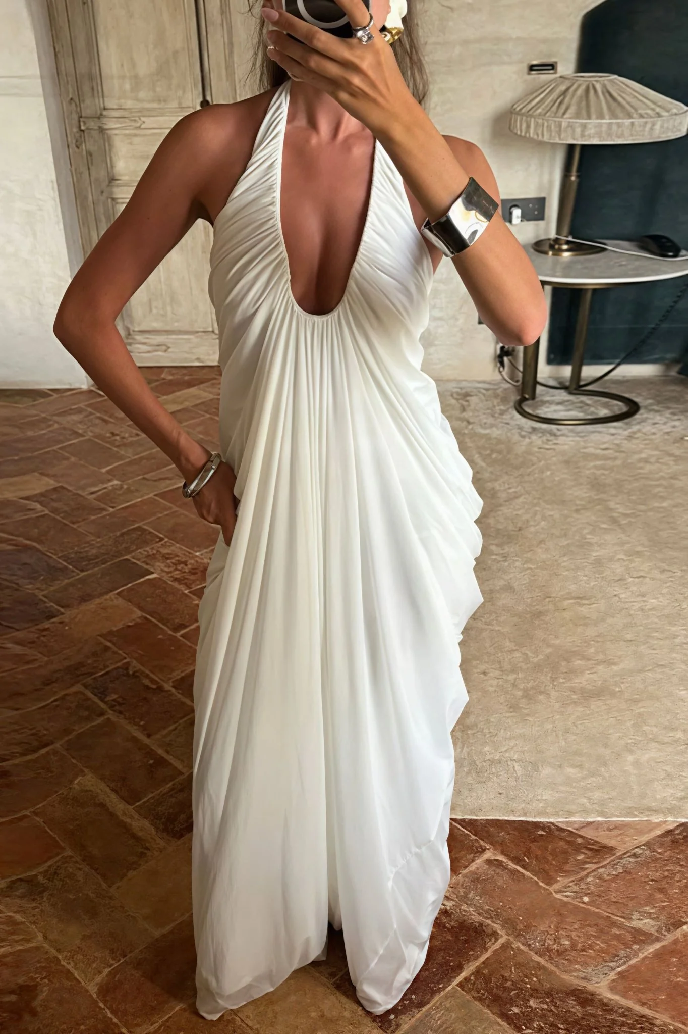 Beatrice Ruffled Halter Tulle Maxi Dress - Image 4