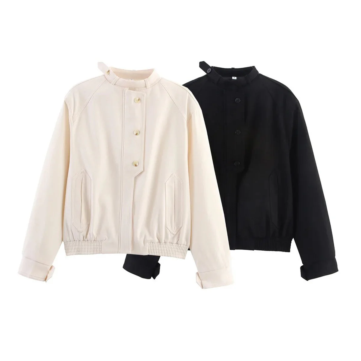Beatrice Stand Collar Jacket with Button Details - Image 3