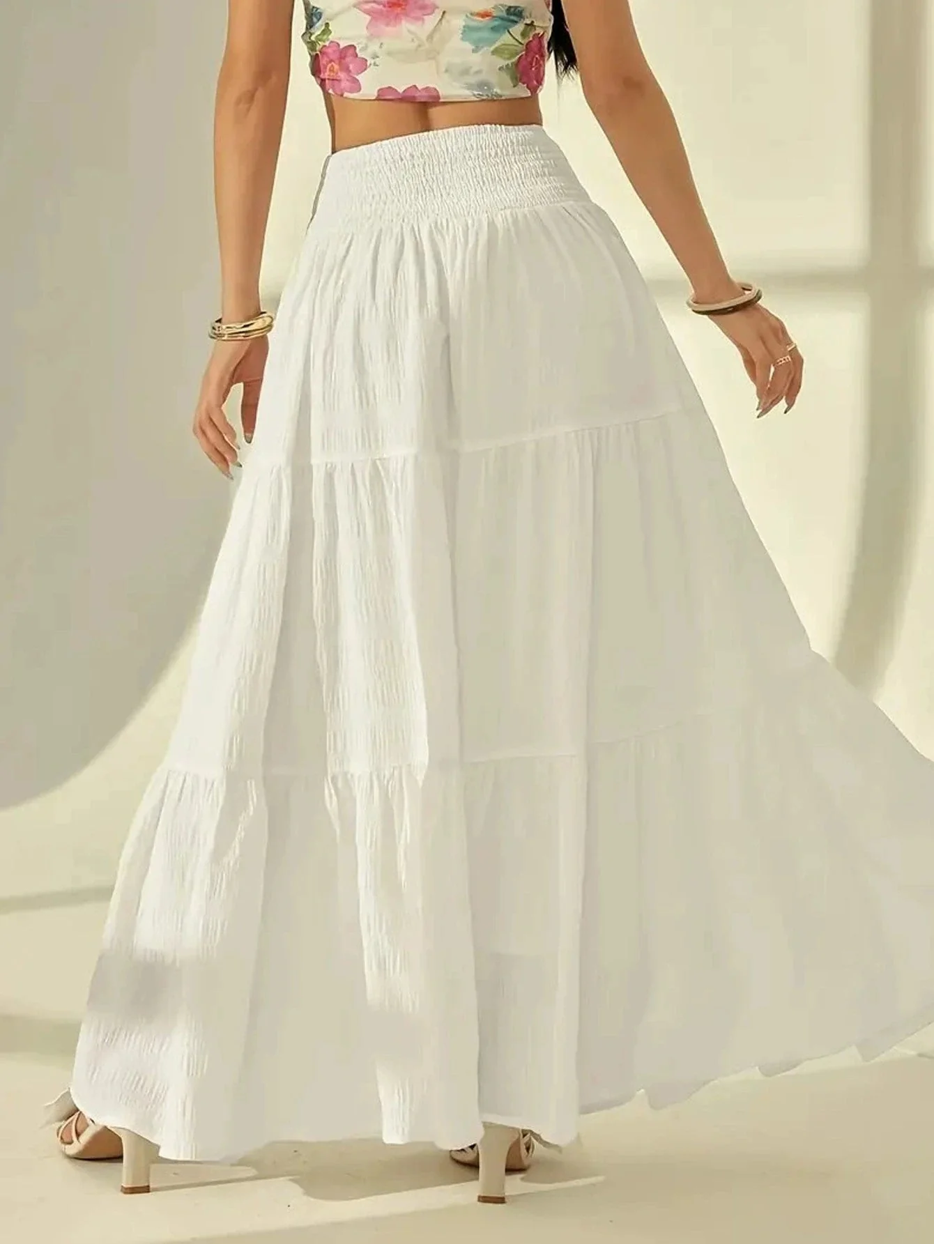 Calla Tiered Maxi Skirt Elastic Waist - Image 3