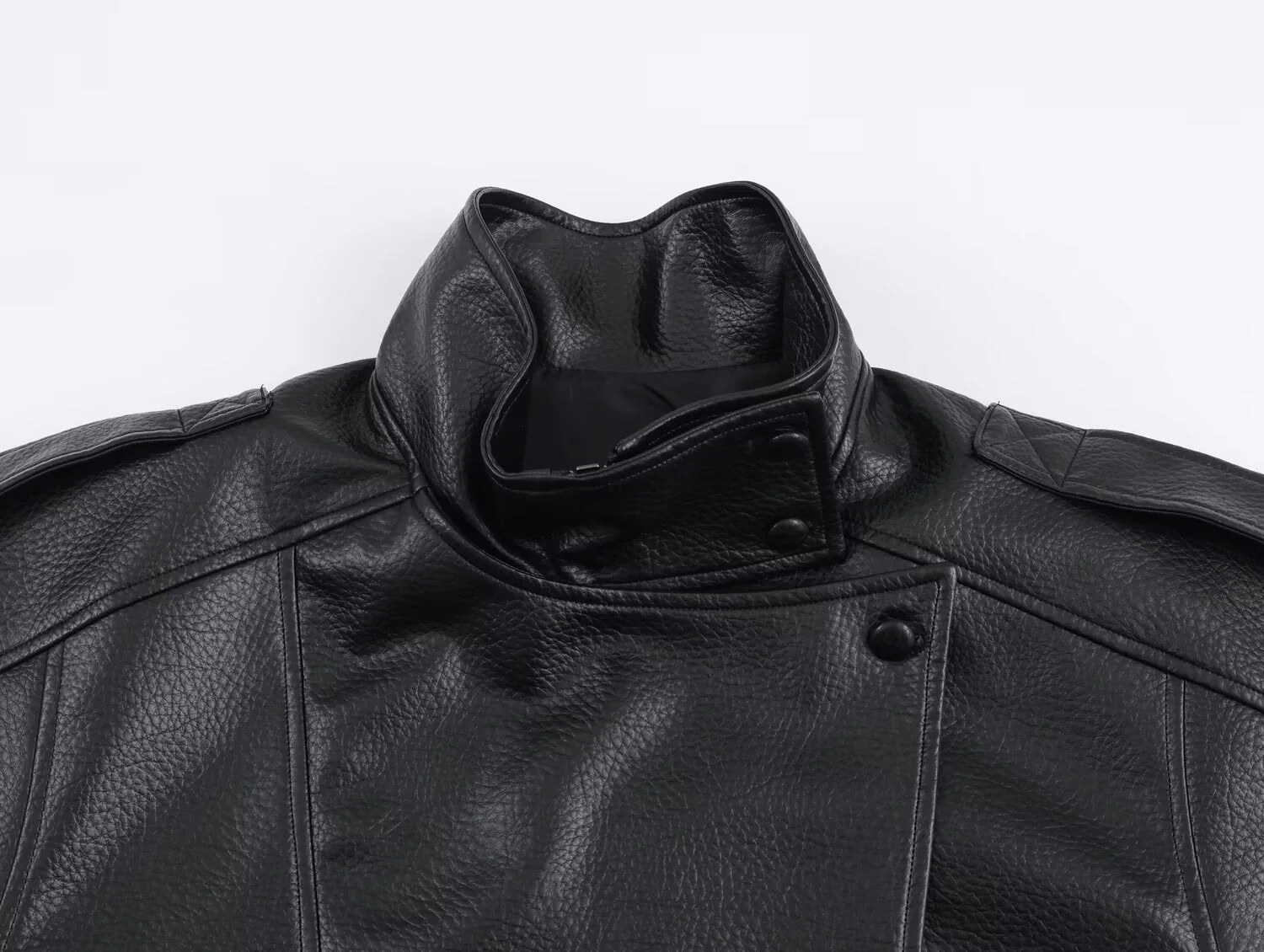 Carla Asymmetrical Leather Jacket - Image 15