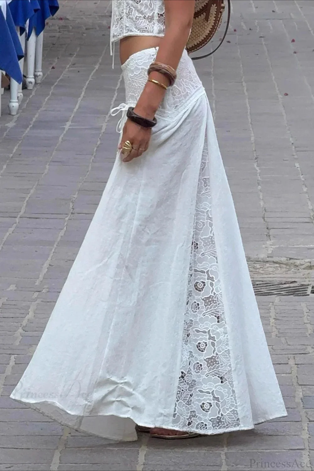 Celeste Boho Lace Patchwork Maxi Skirt - Image 3