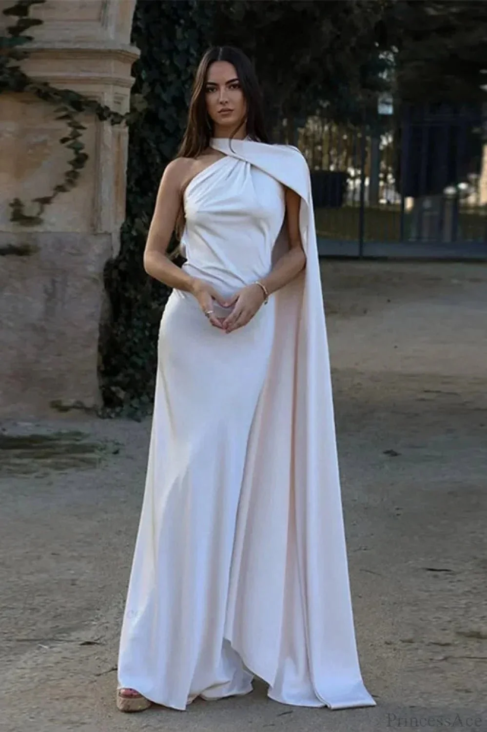 Celeste Elegant Satin Halter Dress - Image 2