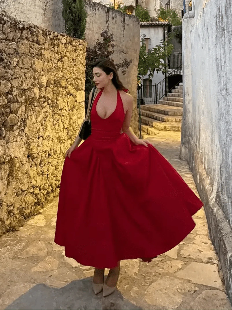 Celeste Halter Midi Dress - Image 13