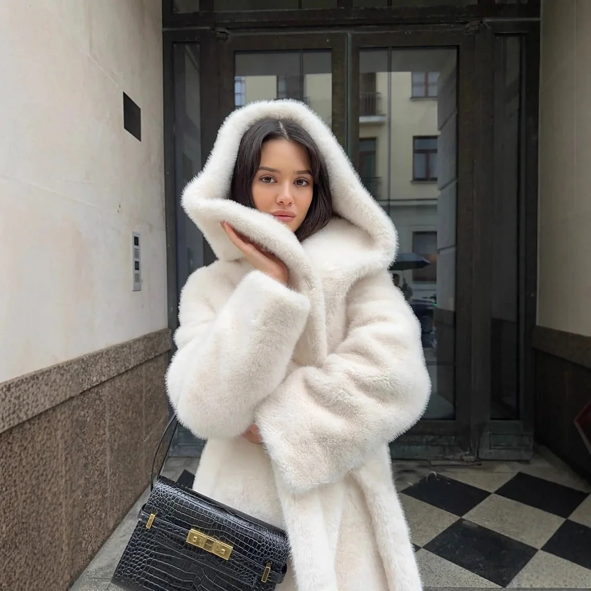 Chloe Hooded Long Coat - Image 3