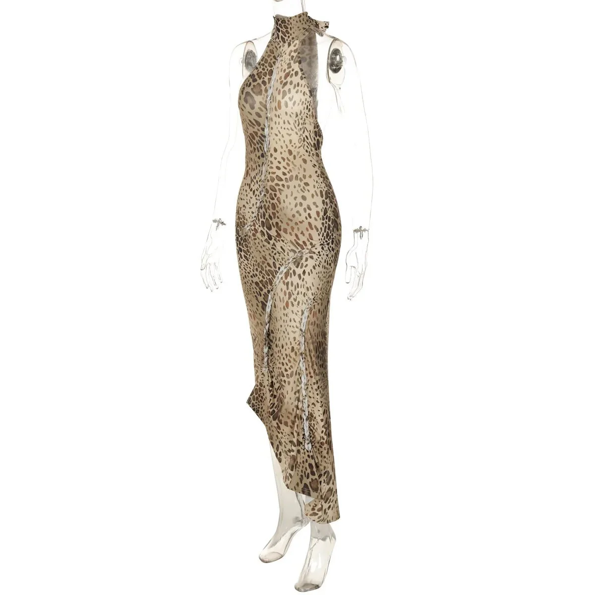 Cindy Leopard Halter Neck Maxi Dress - Image 8