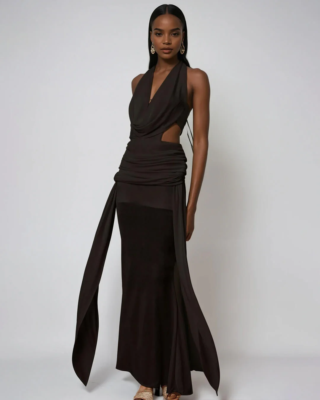 Elyse Halterneck Backless Maxi Dress - Image 4