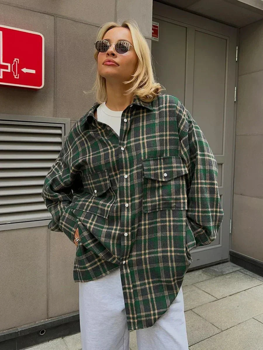 Emma Loose Checked Blouse - Image 6