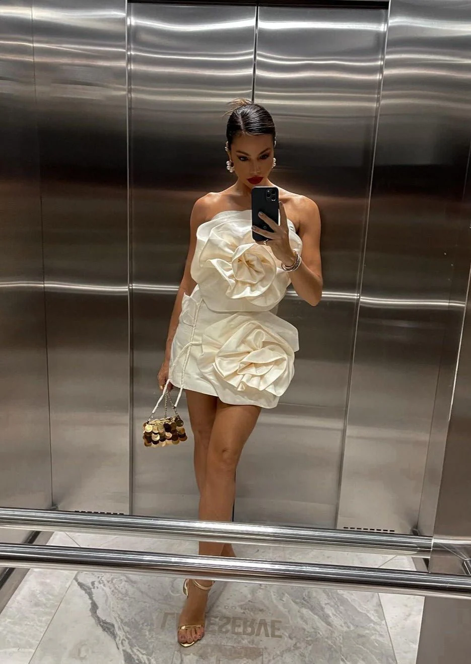 Feliz Strapless 3D Floral Mini Dress - Image 4