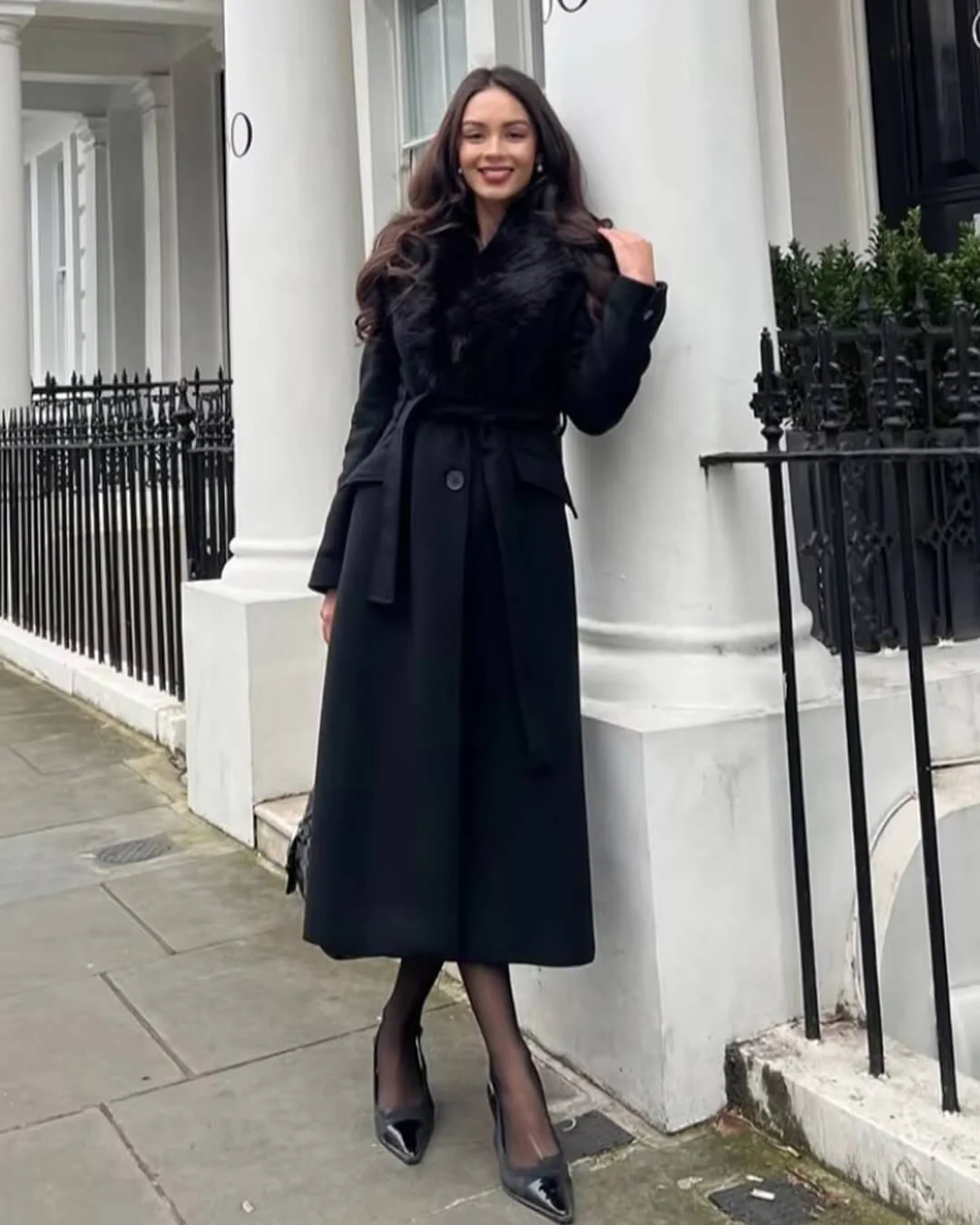 Flora Faux Fur Collar Maxi Coat - Image 14