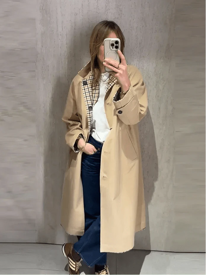 Florence Reversible Plaid Long Coat - Image 3