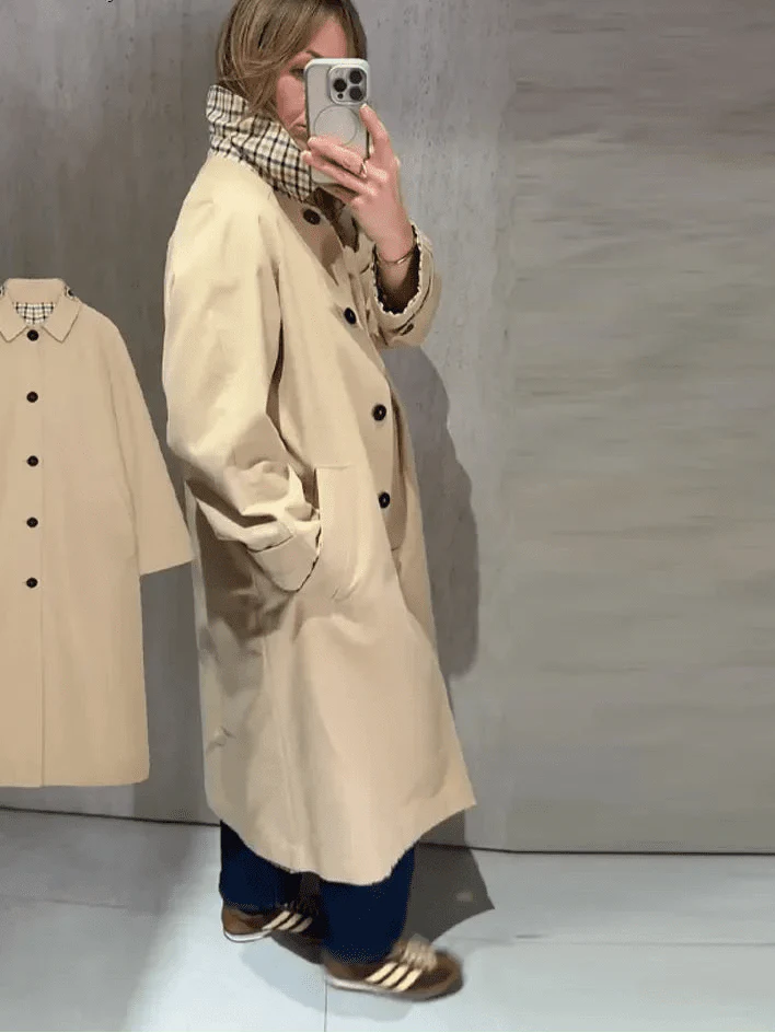 Florence Reversible Plaid Long Coat - Image 4