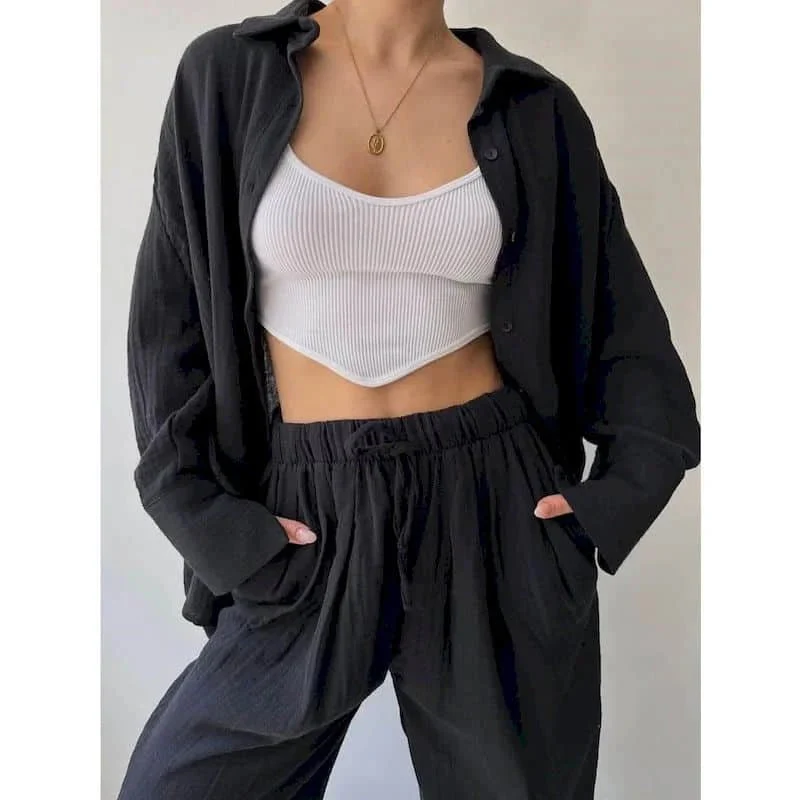 Frances Lapel Long Sleeve & Pants Set - Image 3