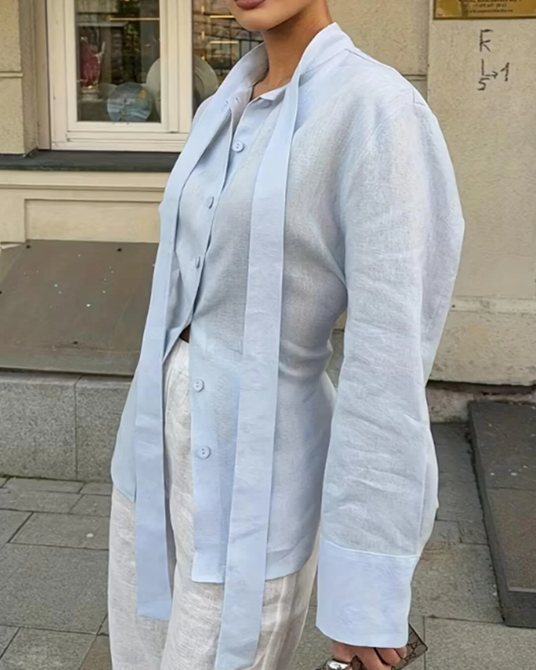 Harper Back-Tie Long Sleeve Blouse - Image 3
