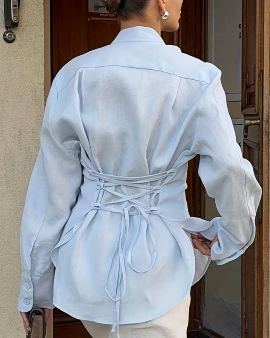 Harper Back-Tie Long Sleeve Blouse - Image 4