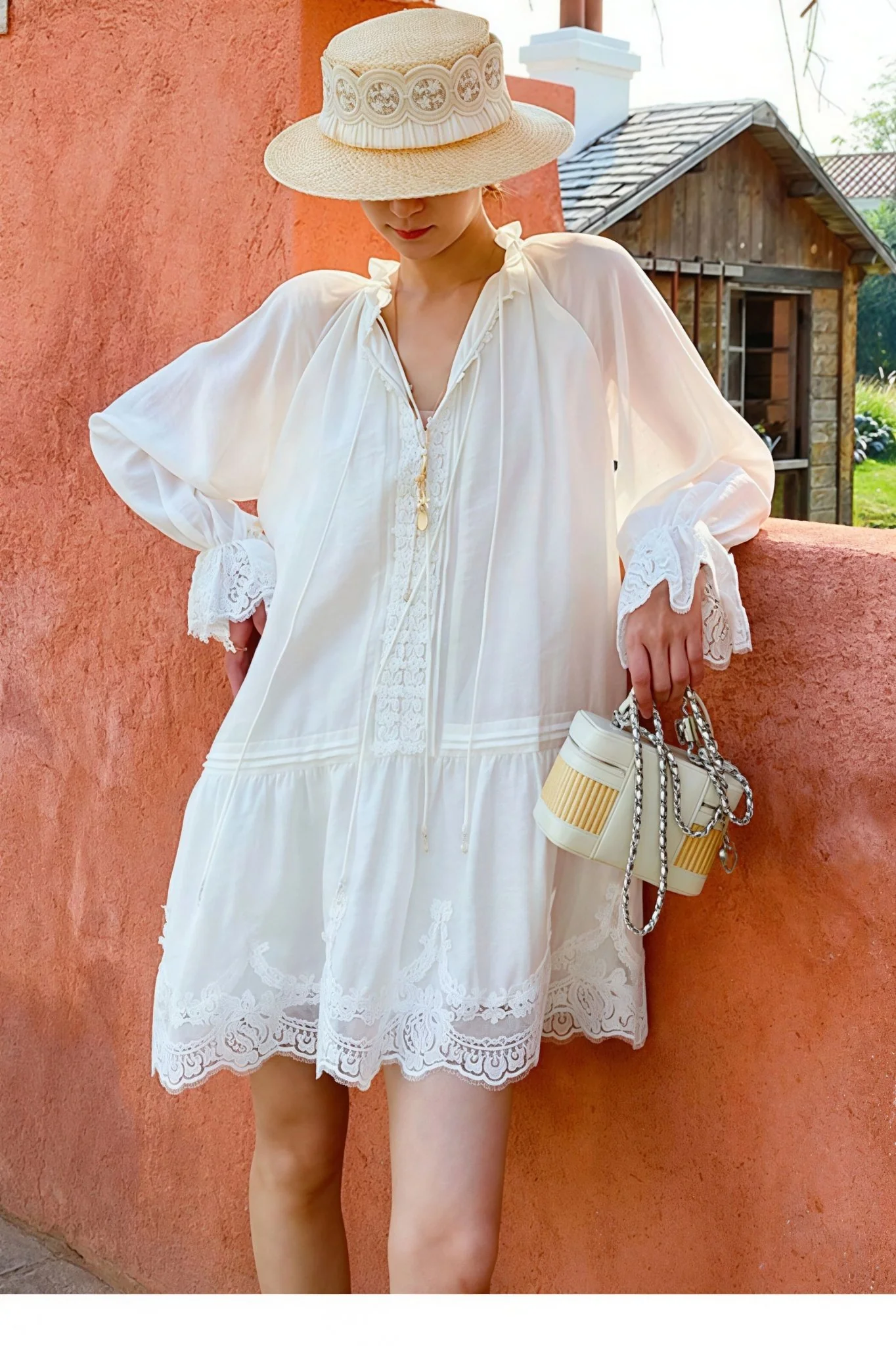 Imara Linen Lace Patchwork Midi Dress - Image 5