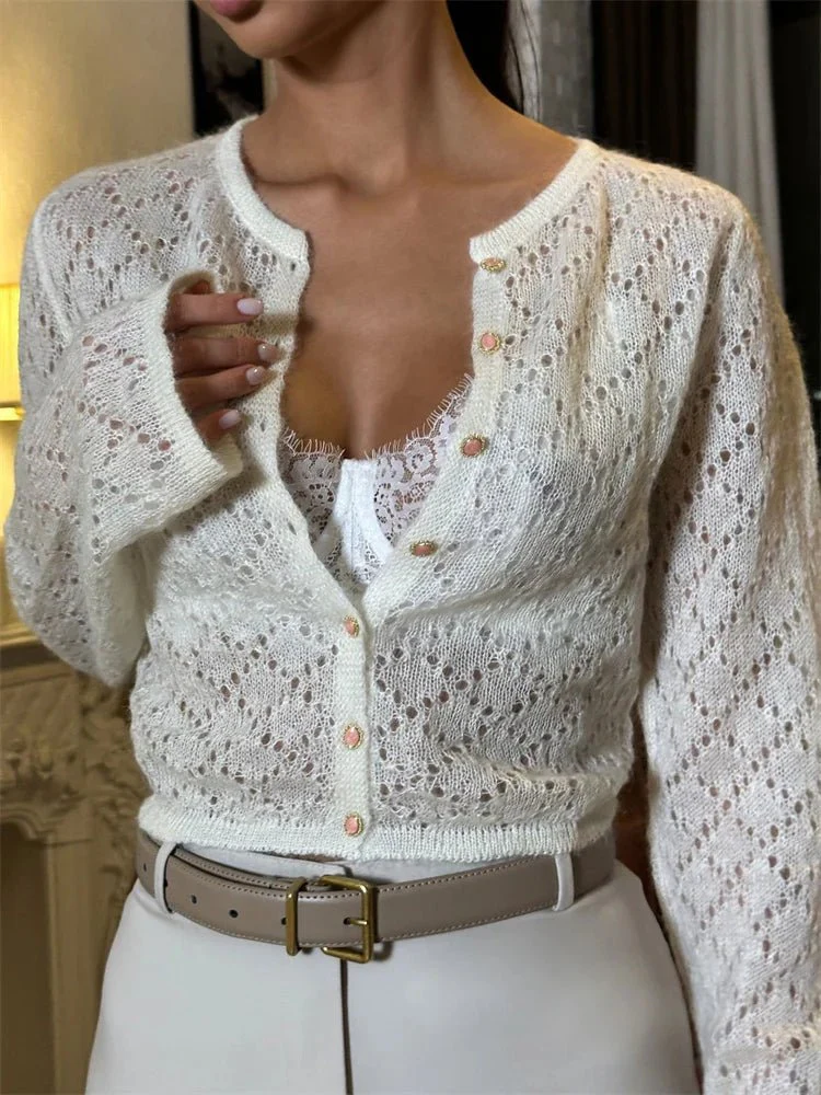 Jennifer Hollow Cropped Cardigan