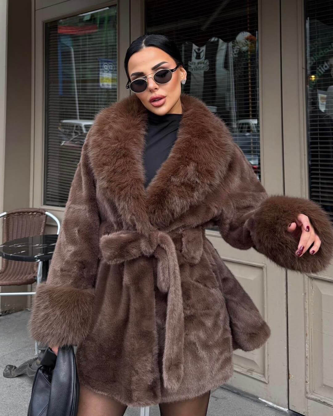 Jessa Faux Fur Trim Coat - Image 2