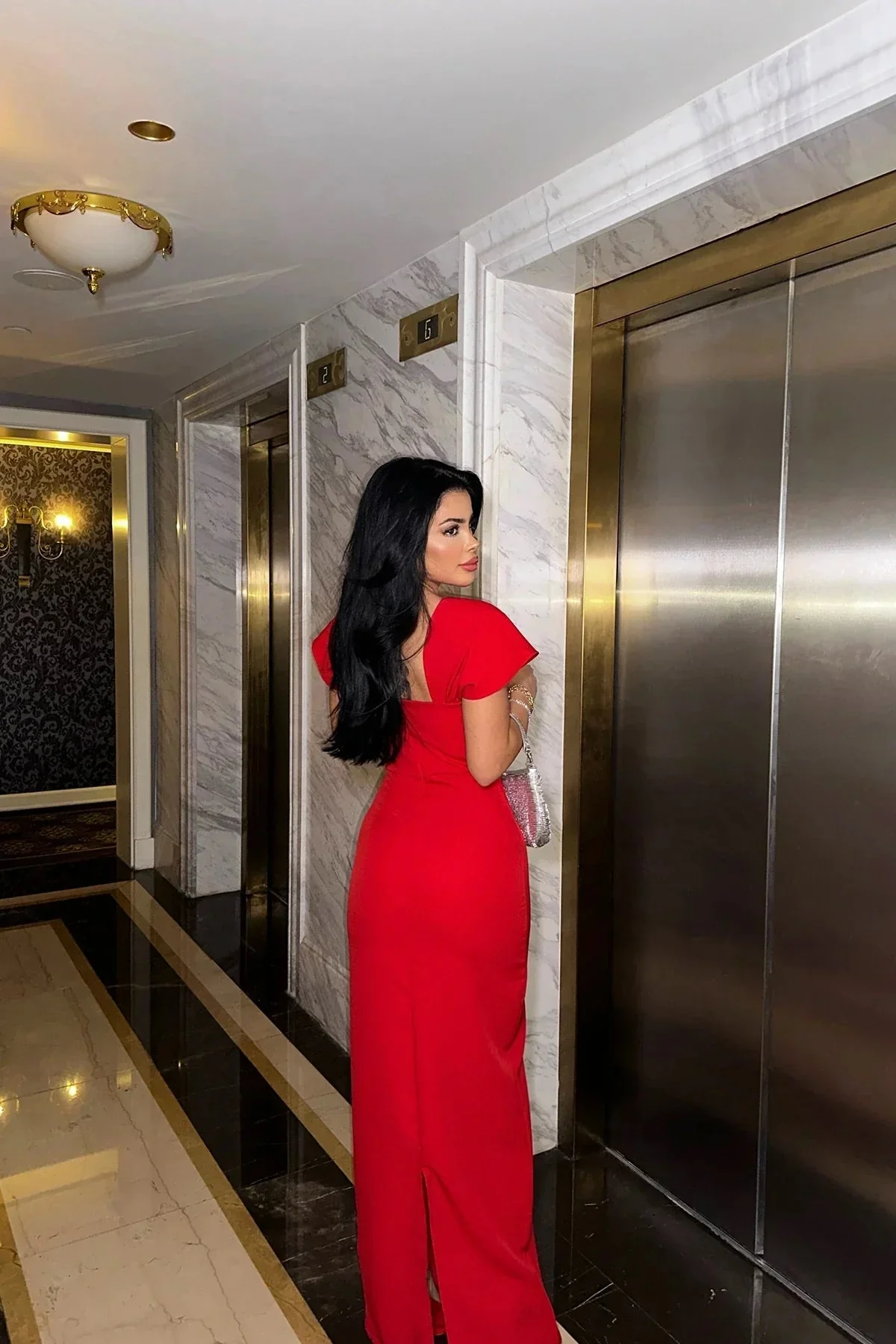 Kaila Square-Neck Bodycon Maxi Dress - Image 3