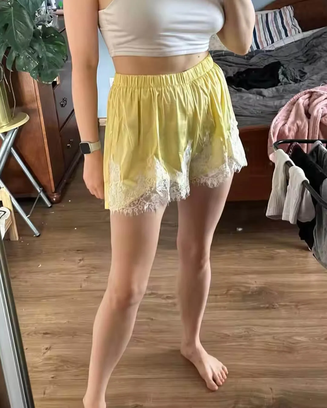 Laura Lace Patchwork Satin Shorts - Image 6