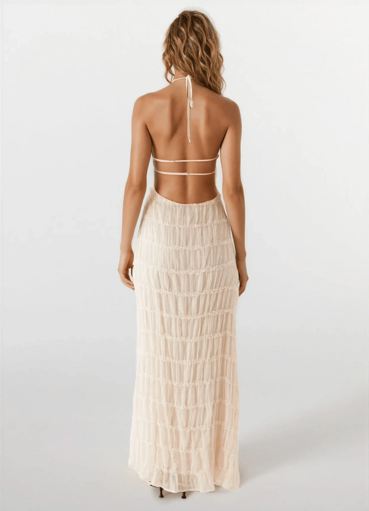 Leslie Backless Sculpted Texture Maxi Dress - Image 4