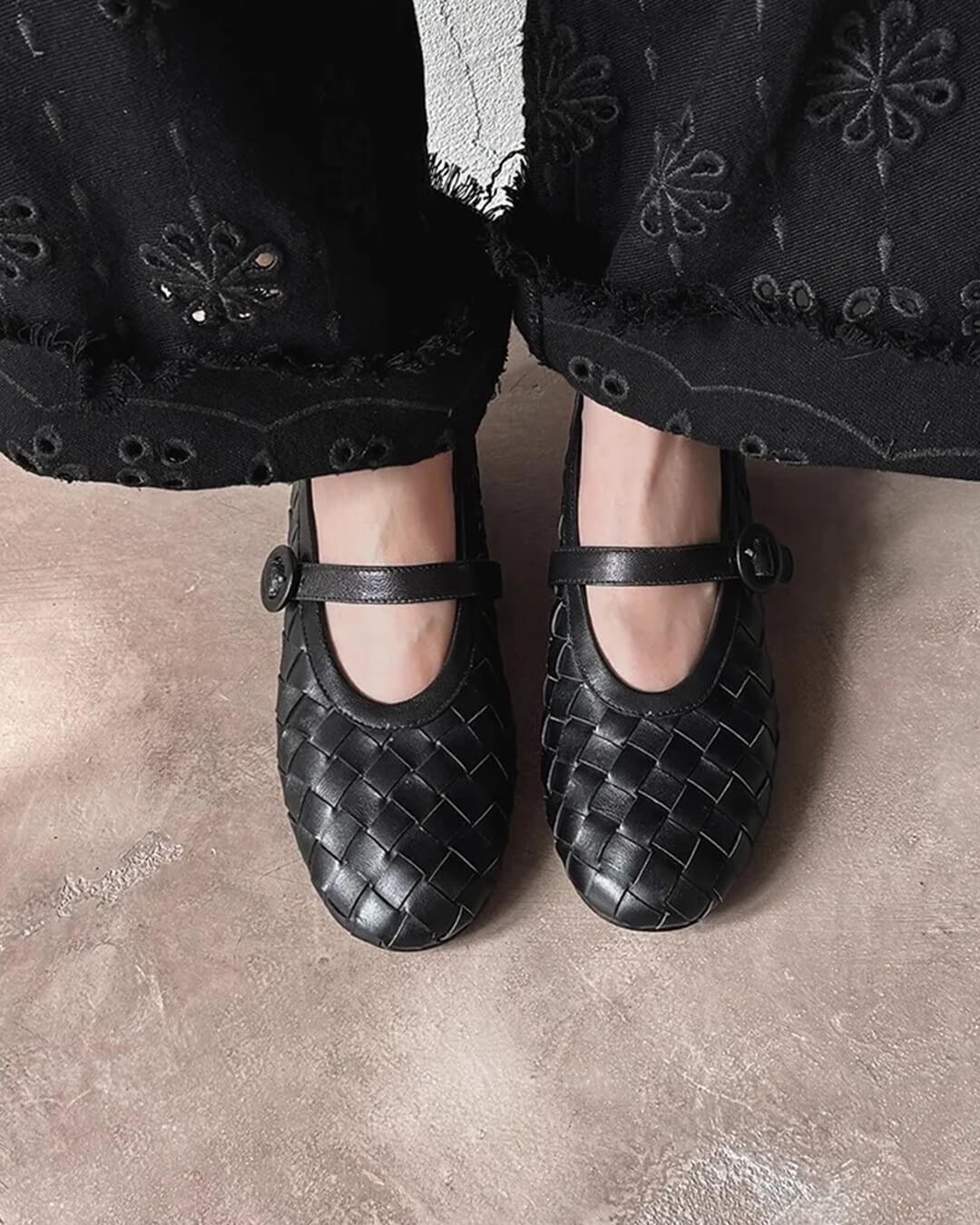 Lisbeth Woven Leather Flat Shoes - Image 2