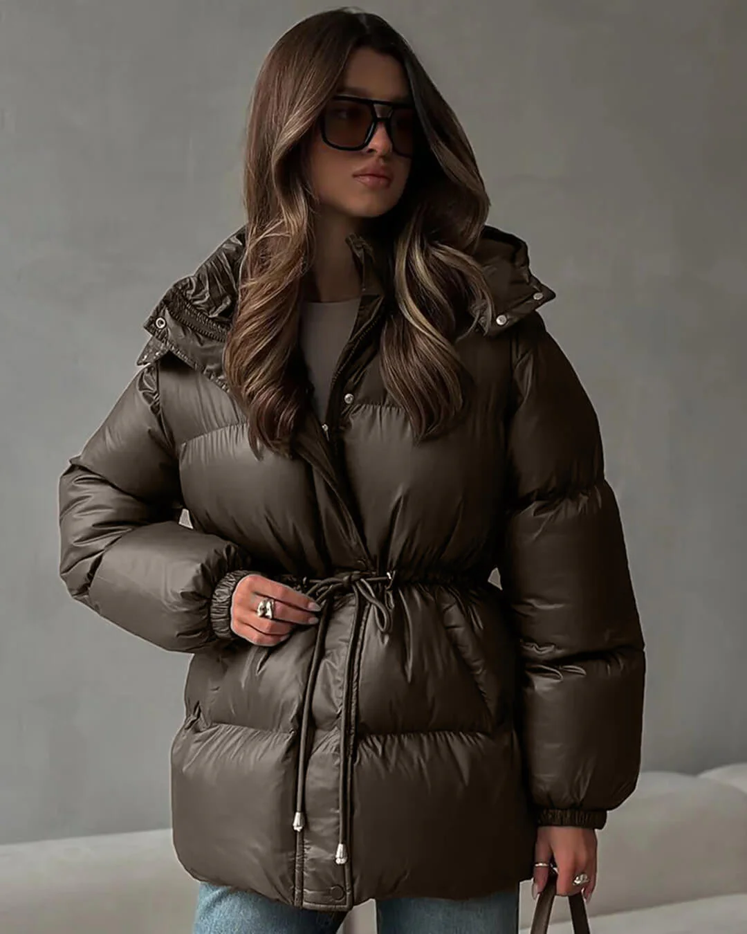 Lorie Drawstring Hooded Puffer Coat - Image 12