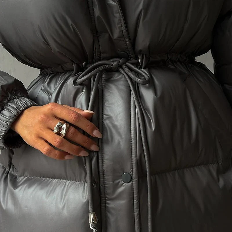 Lorie Drawstring Hooded Puffer Coat - Image 9