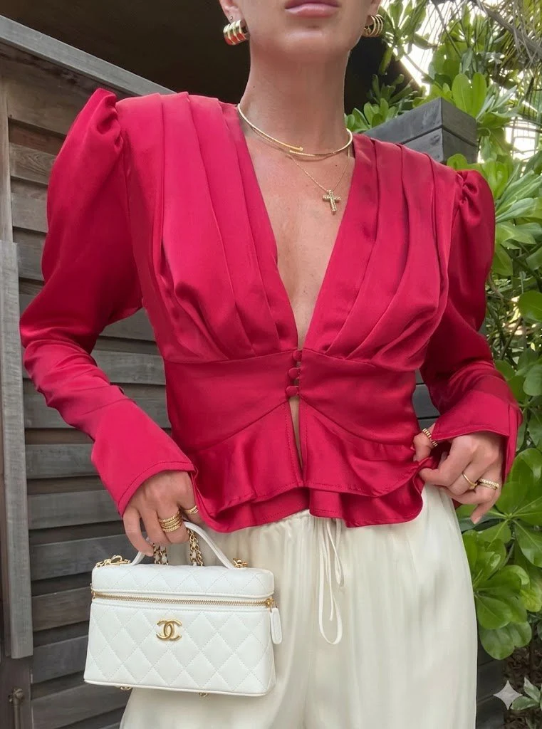 Nicky Pleated Puff Sleeve Top - Image 7
