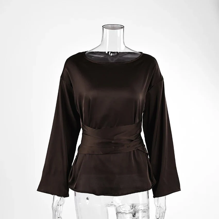 Aubrey Tie Back Satin Blouse - Image 5