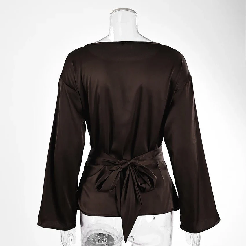 Aubrey Tie Back Satin Blouse - Image 6