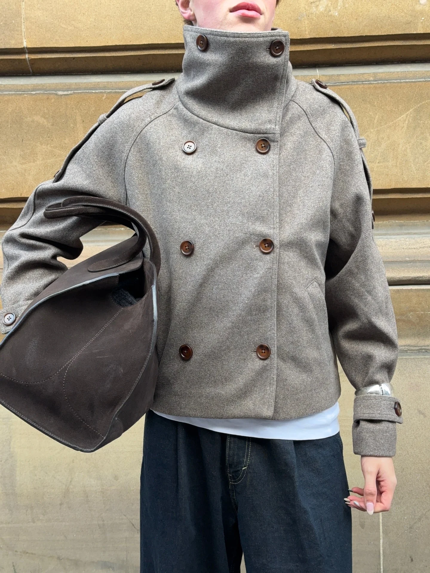 Rhea Stand Collar Breasted Coat - Image 3
