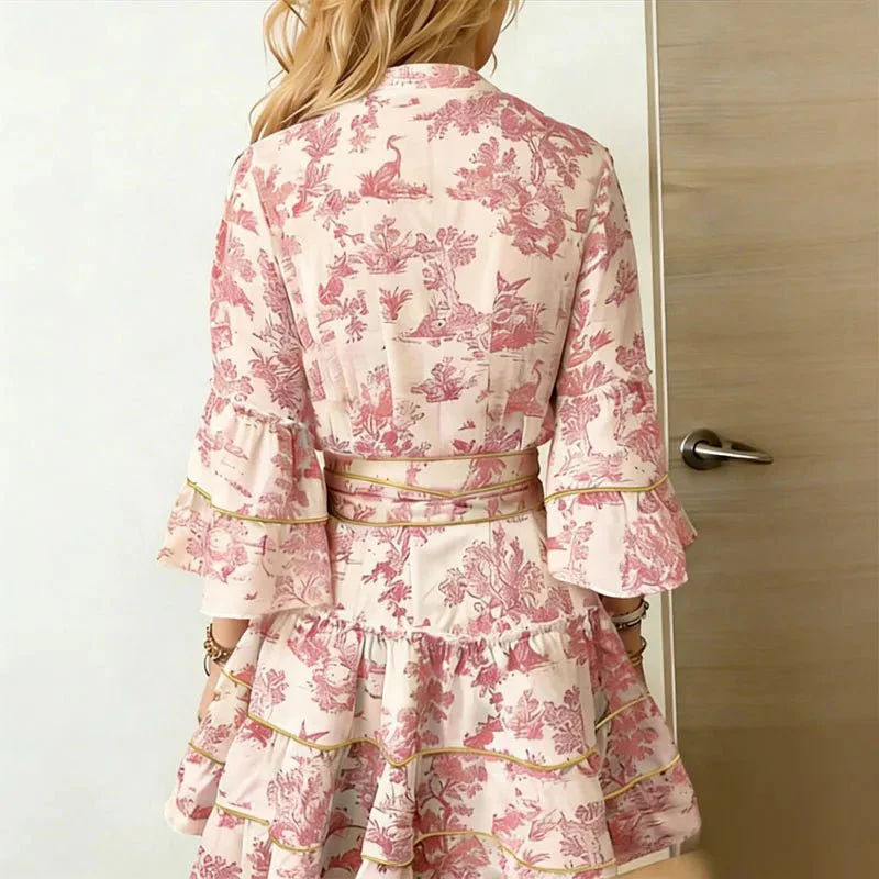 Rita Pleated Button Front Mini Dress - Image 3