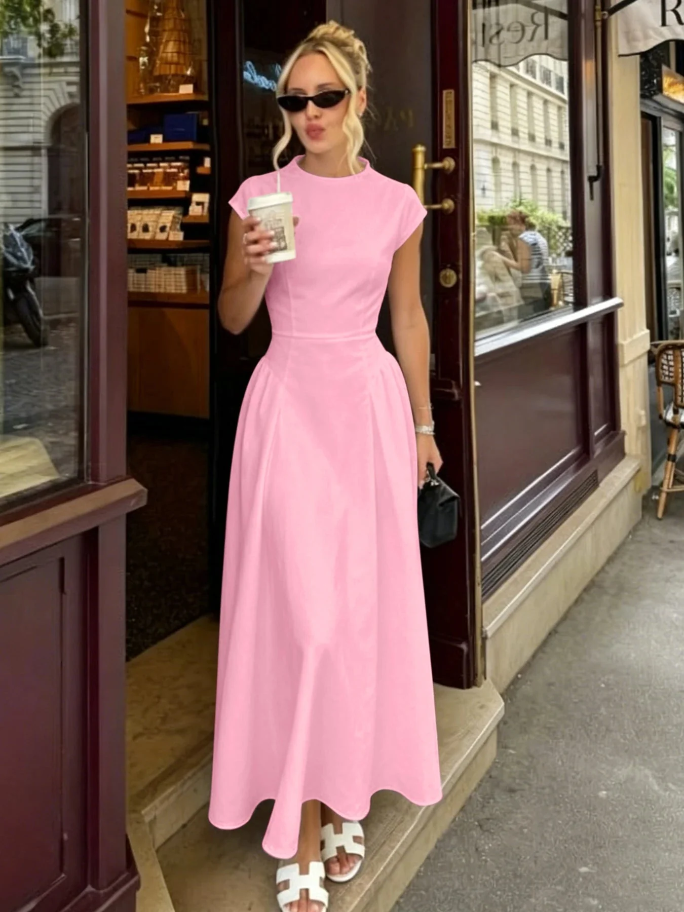 Ruby Flare Maxi Dress with Cap Sleeves - Image 10
