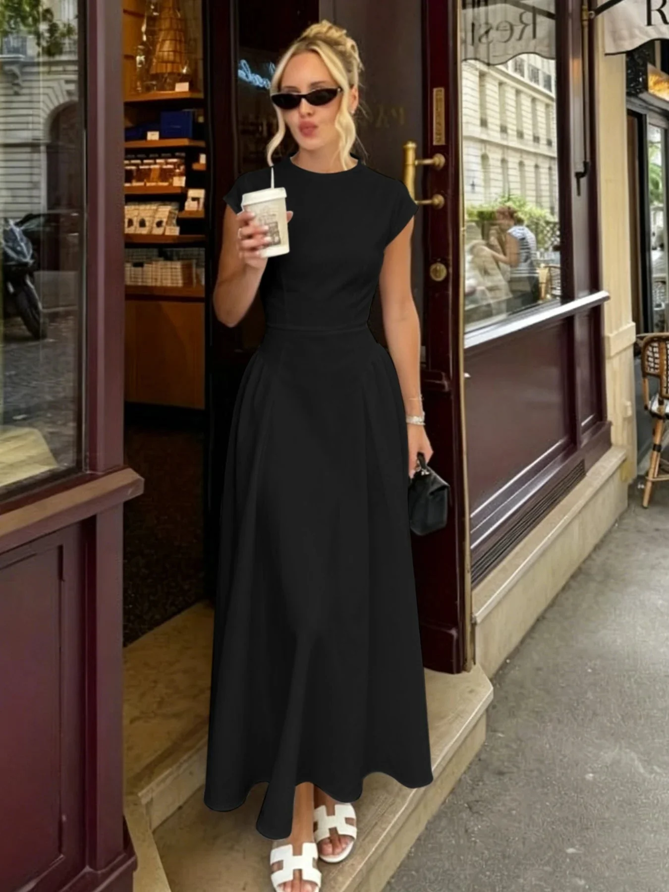 Ruby Flare Maxi Dress with Cap Sleeves - Image 9
