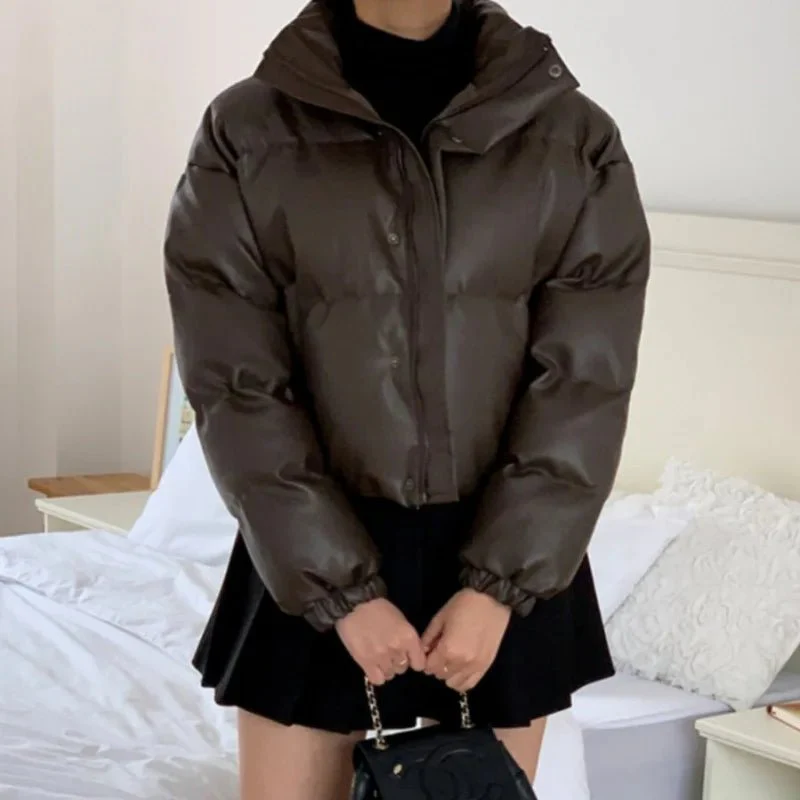 Samantha Faux Leather Puffer Jacket - Image 2
