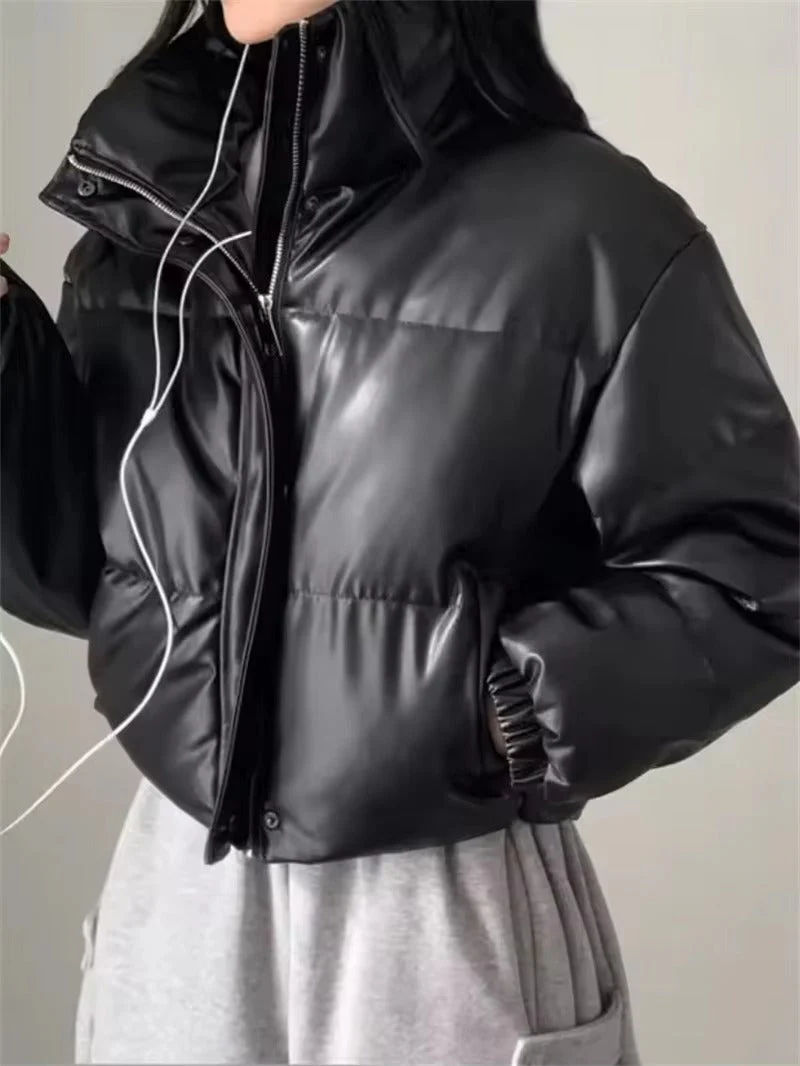 Samantha Faux Leather Puffer Jacket - Image 3