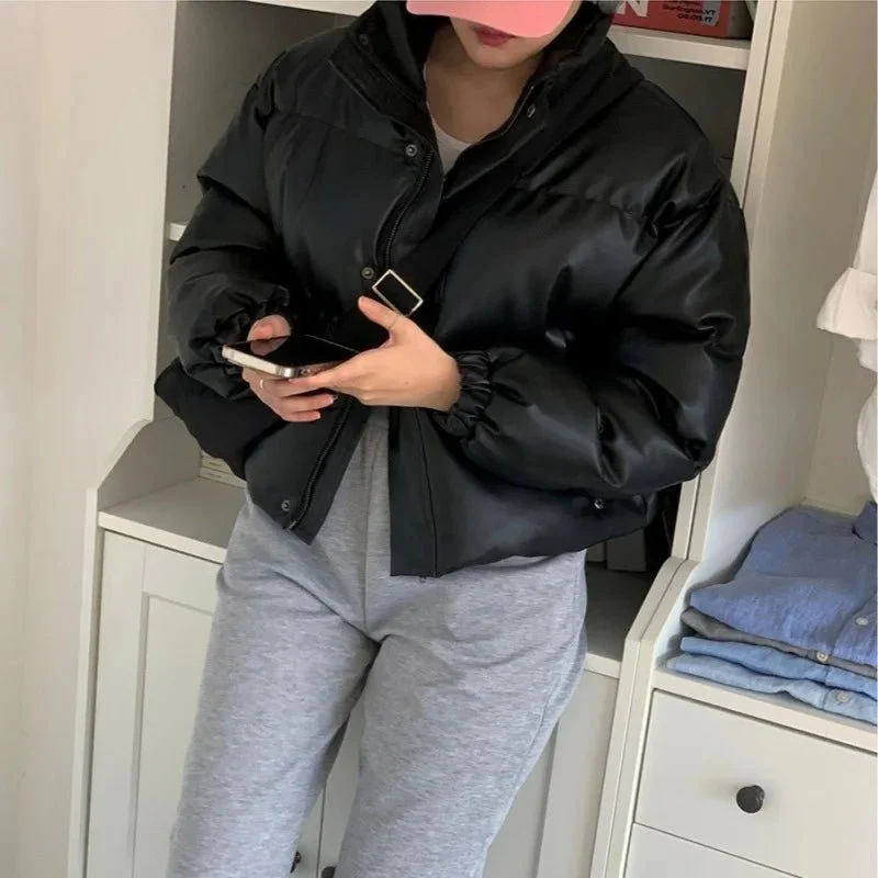 Samantha Faux Leather Puffer Jacket - Image 4