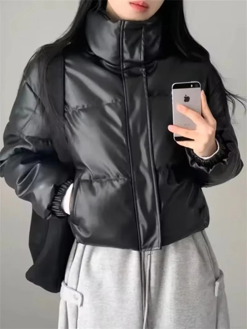 Samantha Faux Leather Puffer Jacket - Image 9