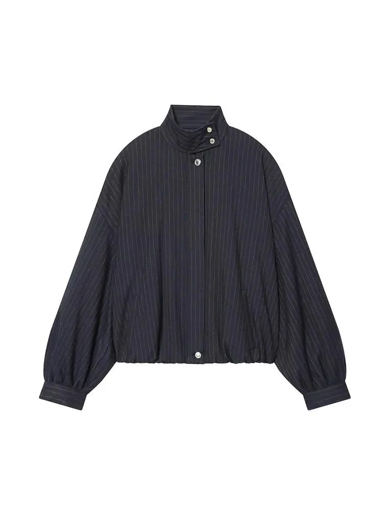 Selena Striped Stand Collar Jacket - Image 6