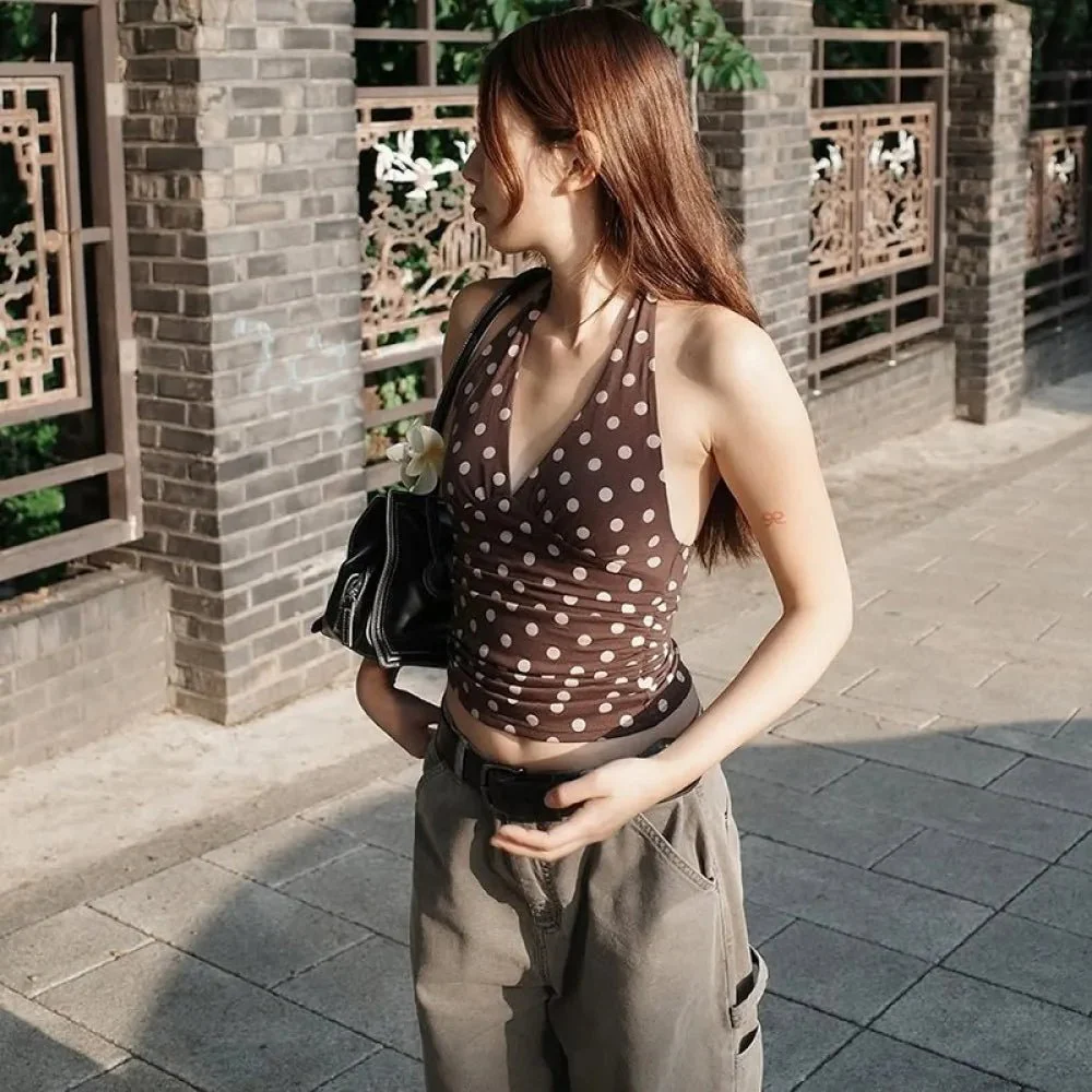 Tamsin Polka Dot Off-Shoulder Tank Top - Image 4