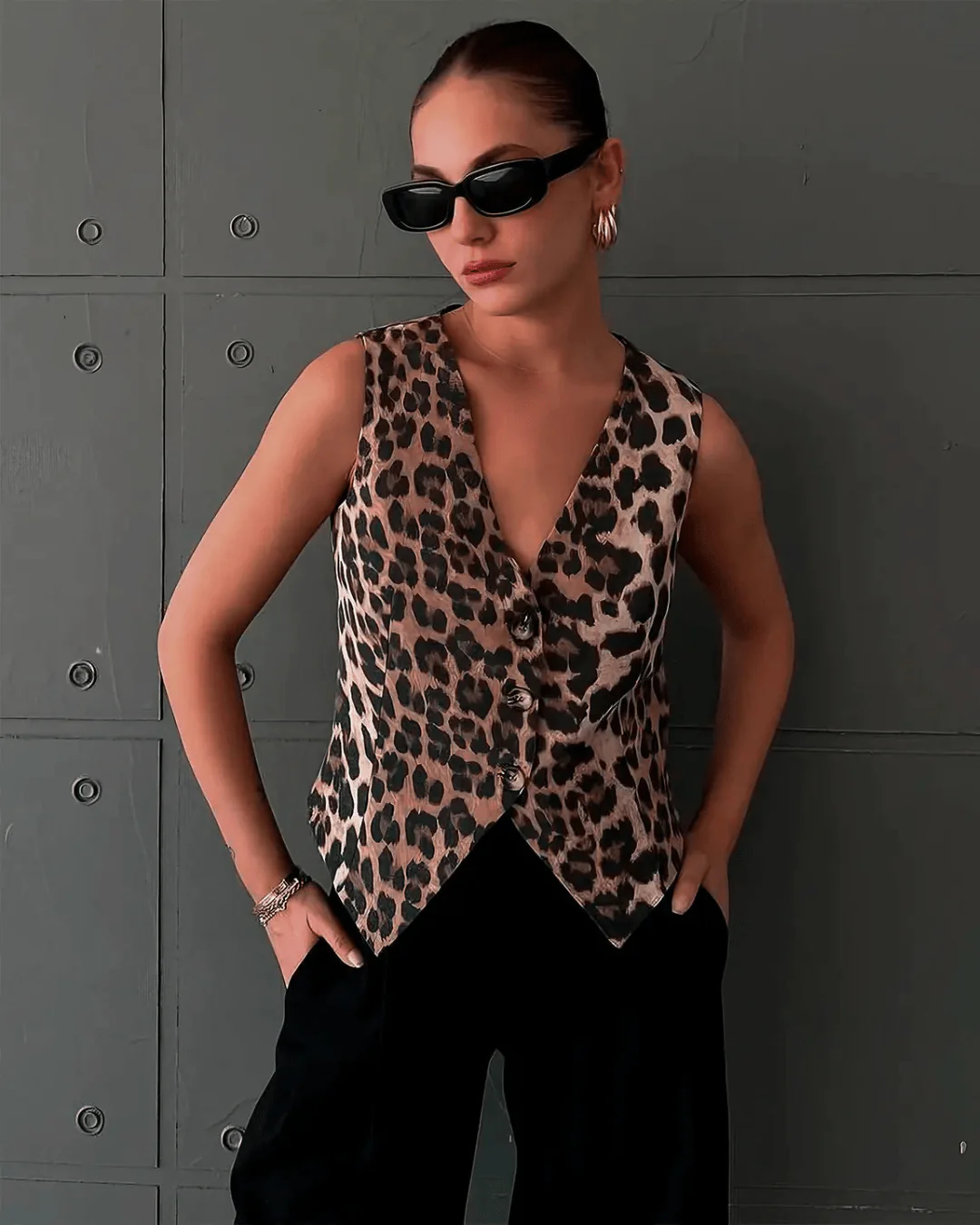 Vanessa Leopard Print Vest - Image 2