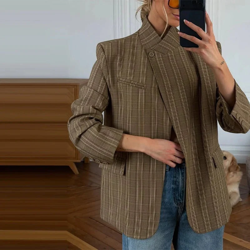 Wilma Stand Collar Striped Suit Jacket - Image 6