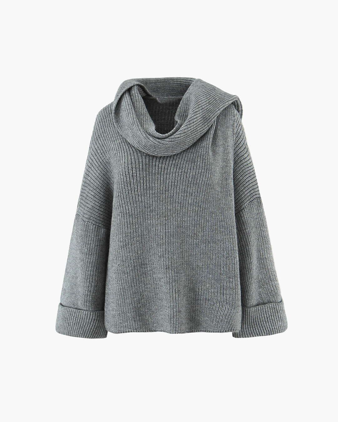 Xia Loose Knit Pullover with Scarf - Image 9