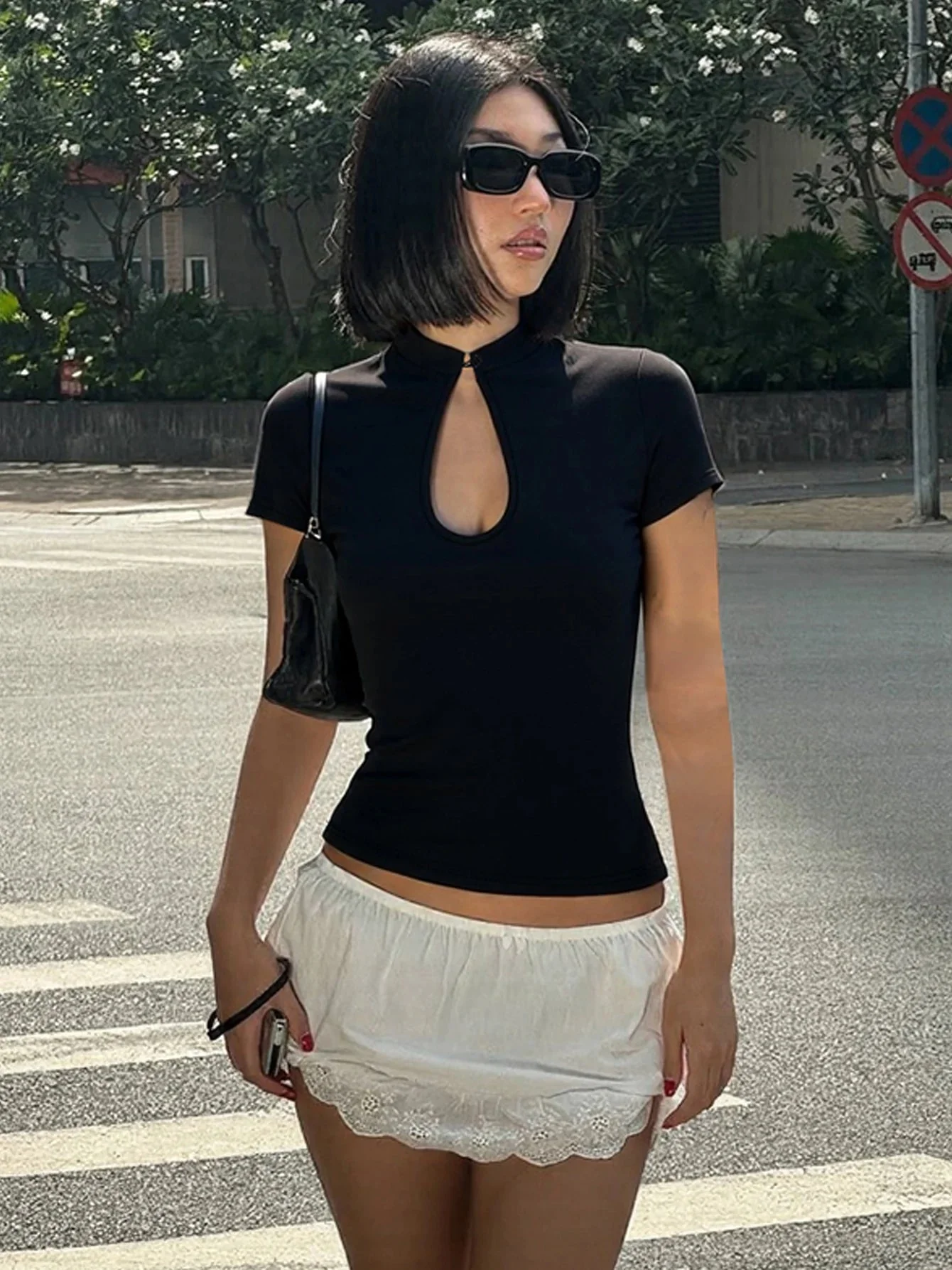 Ximena Mandarin Collar Knot Button Blouse - Image 2
