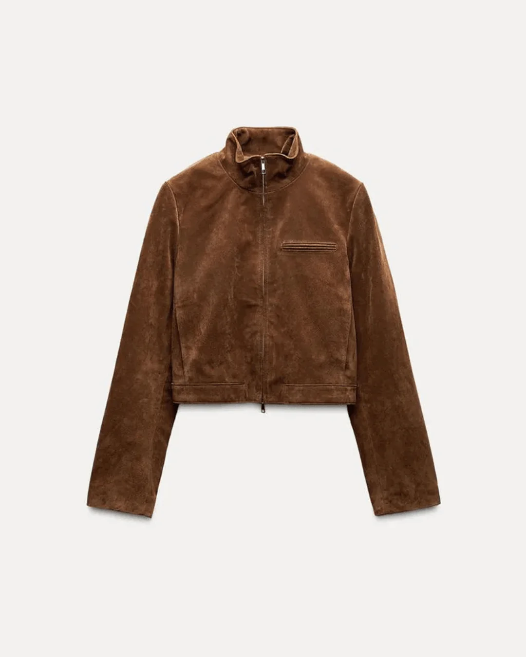 Yza Suede Cropped Bomber Jacket - Image 3